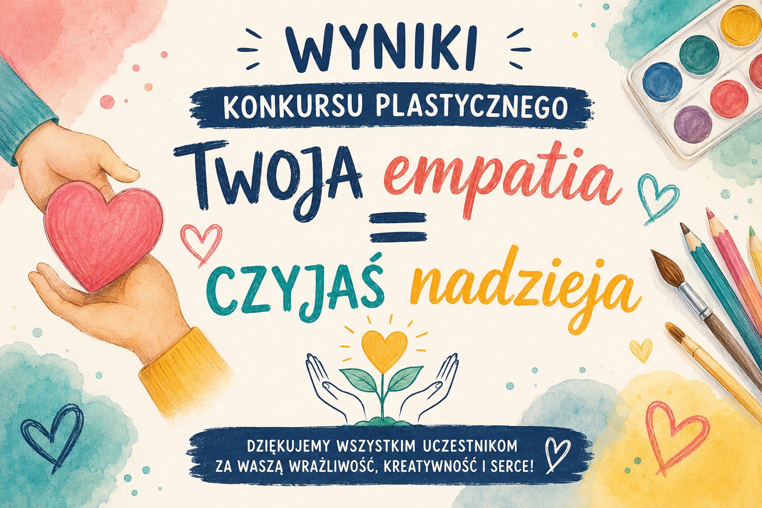 Wyniki konkursu plastycznego  TWOJA empatia = CZYJAŚ nadzieja